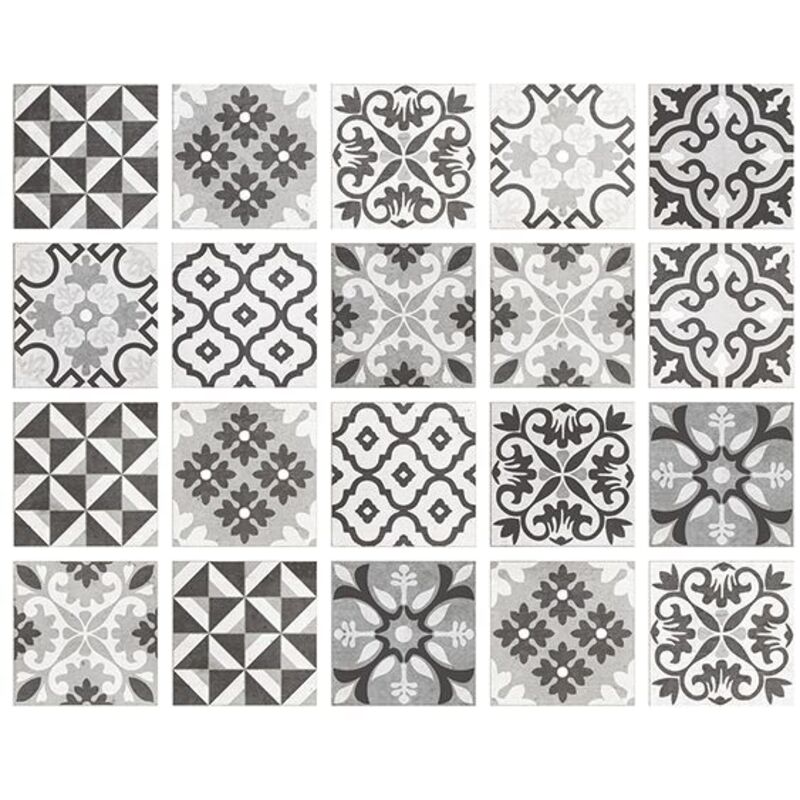 Draeger Paris Piastrelle Adesive 15x15 Cm: Set 6 Con Rose Grigie E Nere Per Cucina - 2
