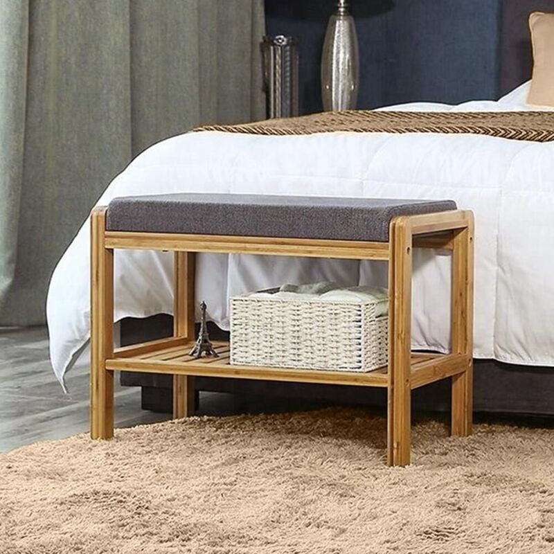 Arreditaly Panca Portascarpe Scarpiera Da Ingresso Piccola Salvaspazio Con Cuscino Anta A Ribalta Seduta Imbottita In Ecopelle Tripla Profondità Soggiorno Casa Camera Ufficio 60 x 30 x 48 Cm (Rovere