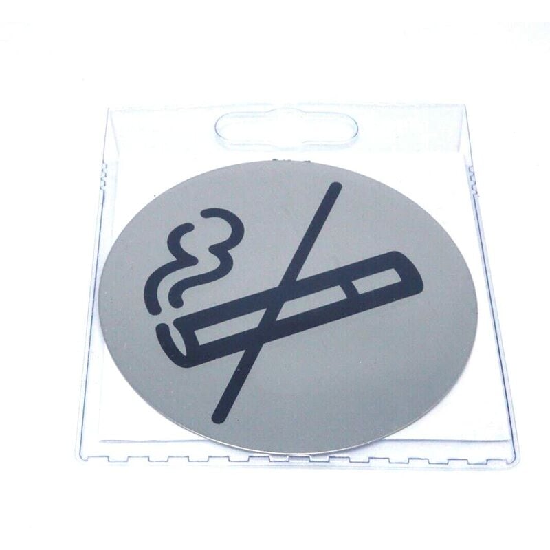 Durable 491123 - Pittogramma tondo, adesivo, con simbolo serigrafatoVietato  fumare, acciaio inossidabile, diametro 83 mm, argento metallizzato