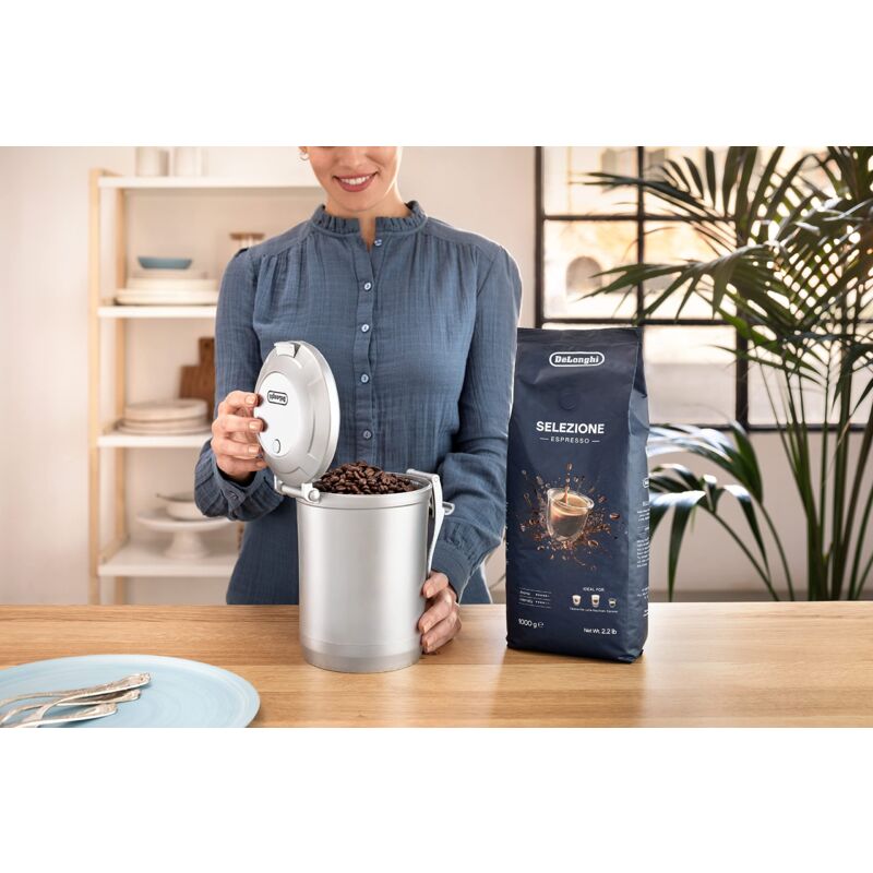 De'Longhi Vacuum Canister, Contenitore Sottovuoto per Conservare Caffè,  Accessori Caffè per Chicchi di Caffè, Caffè Macinato, Capacità 1500 ml,  DLSC068