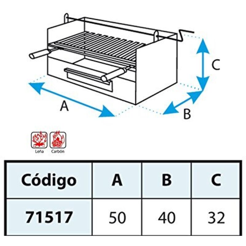 Cassetto Barbecue IMEX EL ZORRO - 46x41x35 Cm, Nero, Per Legna E Carbone, Con Griglia - Foto 7