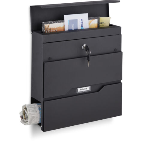 Cassetta Delle Lettere Personalizzata Bl4ckPrint - Con Scomparto Giornali, Colore Antracite, 4 Chiavi - Foto 7