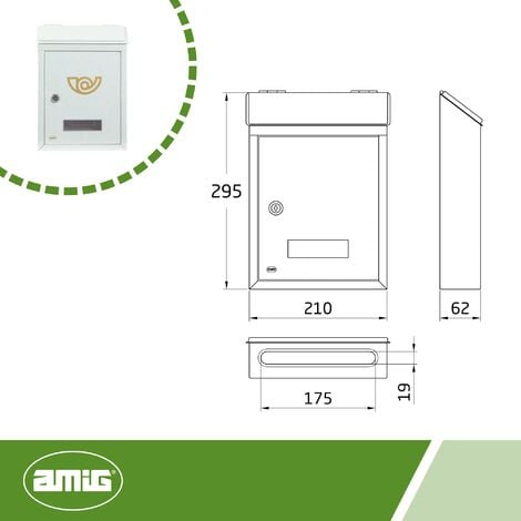 Amig - Cassetta Postale Esterna Mini - Realizzata in Acciaio Legato -  Misura: 29,5 X 21 X 6,2 cm - Riceve la Posta in Modo Sicuro - Facile  Installazione - Include 2 Chiavi - Colore: Bianco