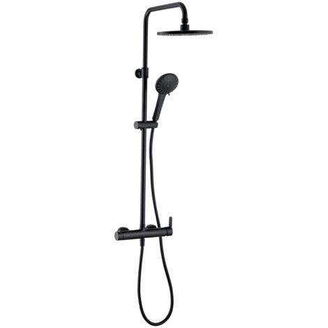 Wirquin 60722892 - Colonna doccia con miscelatore meccanico Black Roma Touch 5 getti, nero (1/5)