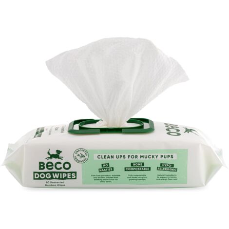 Beco Salviette Cane in bambù 80 Pezzi - Salviette Igienizzanti Eco-Friendly con Pratico Dispenser, Salviette per Cani di Diverse Taglie, Senza profumazione, Perfetta Resistenza