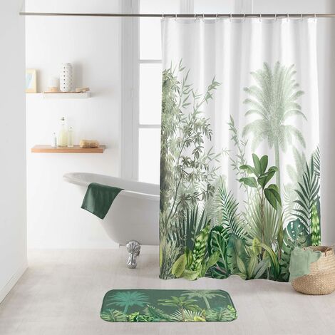 Douceur d'intérieur 1800696 - Tenda da doccia con ganci, in poliestere, 180 x 200 cm, colore: Talpa
