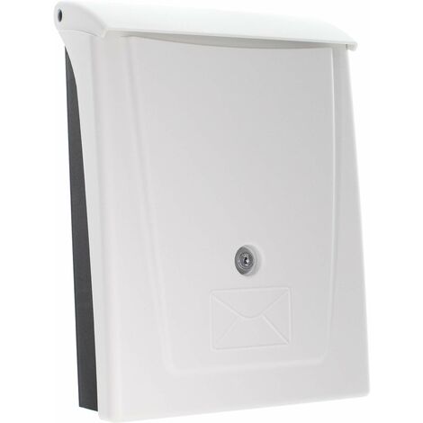 Rottner T06256 Cassetta delle Lettere Posta, Serratura a Cilindro con 2 Chiavi, in plastica, LxH 250x340 mm, Kit di Fissaggio Incluso, Bianco (1/5)