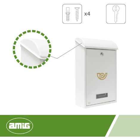 Cassetta Della Lettere Esterna AMIG - Compatta 40x25x10 Cm In Acciaio, Con Serratura E Chiavi - Ideale Per Pareti E Porte