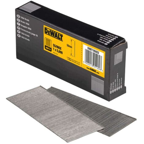 DeWalt, DNBT1850SZ, Puntas Brad 1,25mm x 50mm 18GA Acero inox316