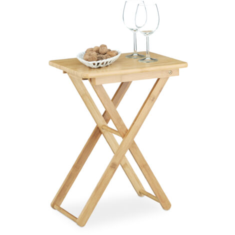 Relaxdays Tavolino pieghevole, da salotto, giardino, in bambù, piccolo, forma rettangolare, HxLxP 52x40x31 cm, marrone