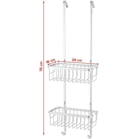 tesa ALUXX mensola per doccia da appendere, a due livelli, in alluminio,  cromata, garantita antiruggine, 750
