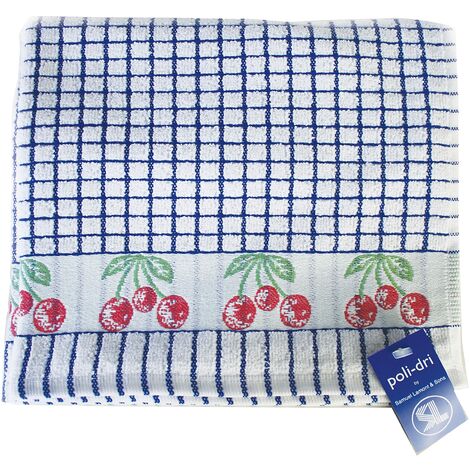 Samuel Lamont & Sons Poli-dri - Strofinaccio jacquard con ciliegie nere  100% cotone spugna asciugamano I ultra assorbente e super morbido lavabile in lavatrice I 50 x 70 cm (1/2)