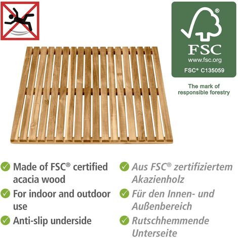 WENKO Pedana da doccia interna/esterna Acacia in legno di acacia,  certificata FSC® per zona