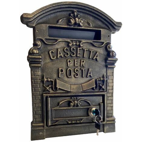 Kippen 1183X - Cassetta Porta Lettere in Ghisa Modello "Old", Color Bronzo