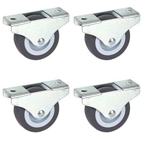 Dörner + Helmer Set di 4 ruote fisse per mobili, 50 mm x 19 mm, portata 165 kg, piccola ruota TPE, fissaggio direzionale