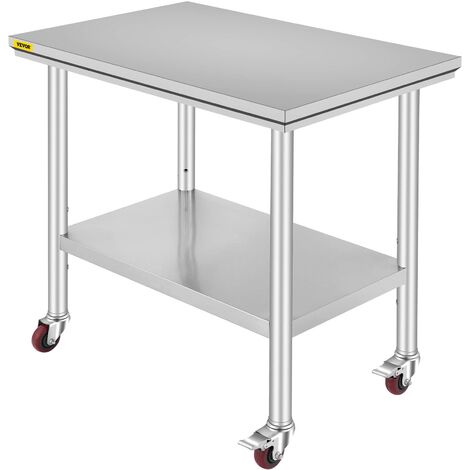 VEVOR Piano di Lavoro per Cucina, Acciaio Inossidabile, 24 x 36 x 32 inch (1/4)