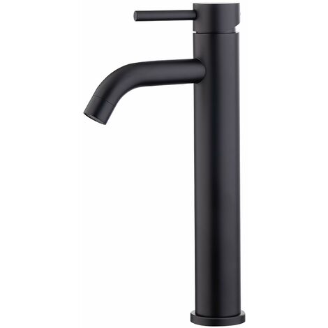 Rubinetto Lavabo A Cascata Monocomando Nero In Ottone - Altezza Beccuccio 110 Mm - LakeBayMZC