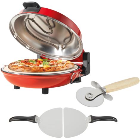 Lets Cook Cookware - Set di due vassoi rotondi per pizza da 33,5 cm, grandi, con fori di aerazione, nervature e fossette, in teflon, antiaderenti, realizzati in Gran Bretagna