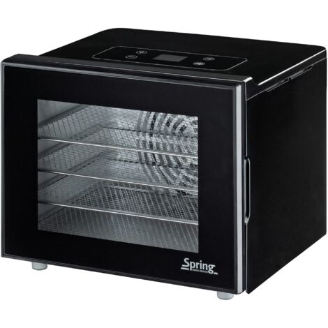 Spring Essiccatore Basic 30, 0 × 25, 5 21, cm, sistema di essiccazione orizzontale da 35 °C a 70, timer 1 finestra 24 ore con griglia di essiccazione e vassoio per pelle di frutta, 3812407001, acciaio