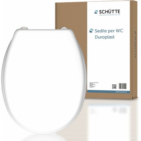SCHÜTTE Toilet Seat Without Soft-Close Mechanism, Toilet Lid with Metal Hinges, Scratch-Resistant Duroplastic, Toilet Lid and Seat Maximum Load 150 kg, Universal Size, White (1/5)