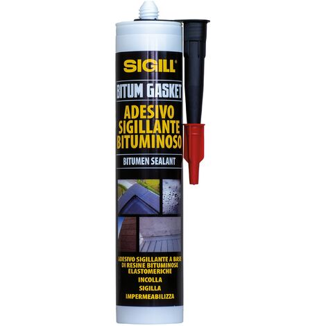 Sigill - Bitum Gasket, 300 ml, Adesivo Sigillante Elastoplastico Impermeabilizzante per Riparazioni su Membrane Bituminose, Flessibile anche su Superfici Bagnate, Aderisce a Cemento, Tegole e Lamiere