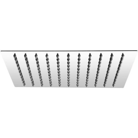 Cornat TECBW3406 - Soffione doccia "Slim Neo", 250 x 250 mm, 1 tipo di getto, con giunto sferico e ugelli anticalcare, design extra sottile, in acciaio INOX (1/2)