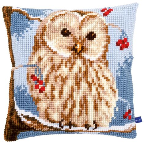 VERVACO Kit Cuscino Punto Croce "Gatto Con Farfalle" 40x40 Cm - Set Ricamo Per Principianti Con Fili DMC
