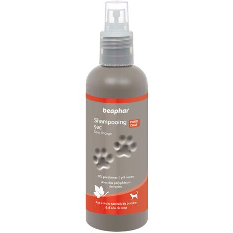 BEAPHAR Shampoo secco ultra morbido e profumato per gatti – con estratti naturali di bambù e acqua di rosa – rivitalizza e rinfresca il mantello – limita il sebo in eccesso – senza risciacquo – 200 ml