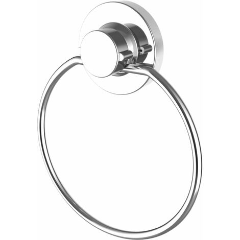 Cornat Portasciugamani 3 in 1 – Anello – 3 Diverse opzioni di Fissaggio con Ventosa, Cuscinetto Foratura – Cromato/Gancio Adesivo/Porta Asciugamani per Ospiti / T340255, Cromo (Lucido) (1/3)
