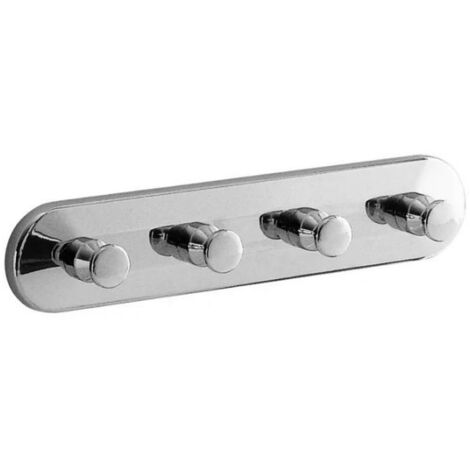 Gedy Appendiabiti da parete multiplo cromato, Misure e peso: 4X20X3,1 CM & 0,18 KG, Appendi asciugamani bagno realizzato in acciaio inox, Design R&S, Taglia Unica (1/4)