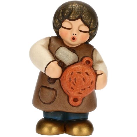 THUN - Venditore di Pentole in Ceramica Decorata a Mano, Colore Blu, Linea Presepe Classico, Decorazioni Natale Casa, 4.7x3.6x8 cm