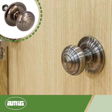 Pomello Per Porta Amig In Ottone Massiccio Con Finitura Pelle - Mod 14, Diametro 61 Mm, Altezza 72.5 Mm, Per Porte Esterne