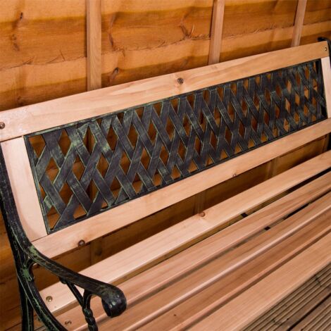 Panchina Da Giardino In Legno E Ghisa | Design Rose Style | 3 Posti Per Esterno - Foto 2