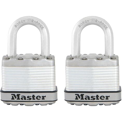 MASTER LOCK Lucchetto ad Alta Sicurezza [Chiave] [Acciaio Laminato] [Esterno] [Set di 2] M1EURT - Ideale per Portali, Garage, Sconto