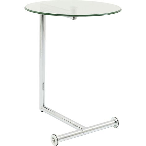 Tavolino Rotondo Aceluste In Acrilico Trasparente – Altezza Regolabile (45-68cm), Base Metallo, Salvaspazio - 5