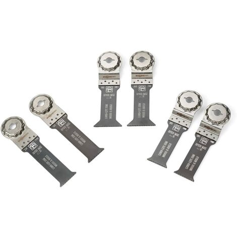 FEIN Best of E-Cut StarlockMax WOOD & METAL6 lame da taglio in profondità E-Cut extra lunghe per grandi profondità su Legno e Metallo, attacco StarlockMax, Compatibile con utensili multifunzione FEIN
