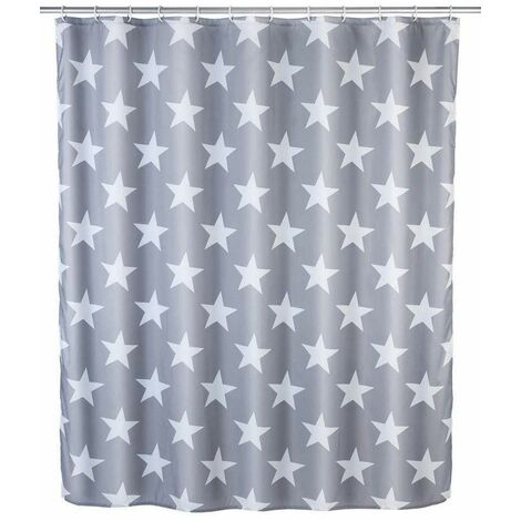 WENKO Tenda doccia antimuffa Stella, Poliestere, 180 x 200 cm, Grigio