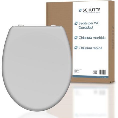 Schütte 82302-A Grey with Soft-Close Mechanism, Quick Release for Easy Cleaning, Duroplast lid (max. Load of The Toilet seat 150 kg), Gray
