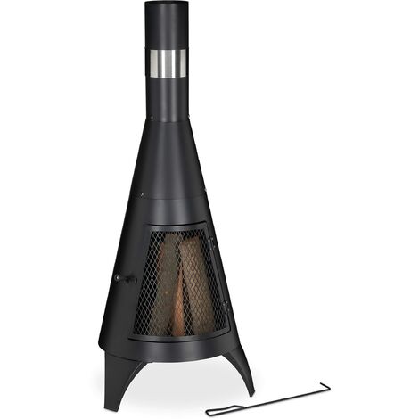 Caminetto Da Esterno In Ghisa Relaxdays - Stufa Da Giardino Con Parascintille E Attizzatoio, Design Antico Bronzo/Nero 86x46x38 Cm - Foto 4