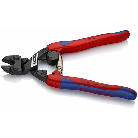 KNIPEX 71 22 200 SB CoBolt® Tronchese a doppia leva rivestiti in materiale bicomponente, forma affusolata atramentata nera 200 mm