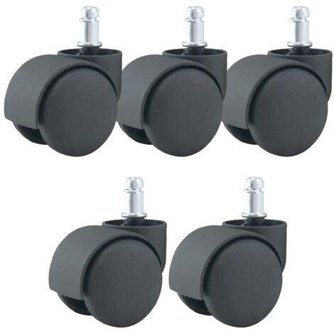 Waytex Rotelle universali per sedia da ufficio, diametro 50 mm, confezione da 5, colore: nero, 78153 (1/2)