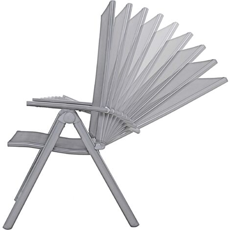 Sedia Pieghevole Regolabile 8 Posizioni - Grigio Scuro, Alluminio E Textilene - Foto 7