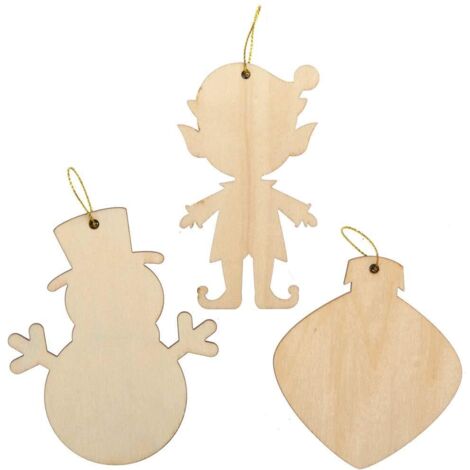Baker Ross FC194 Kit Decorazioni Natalizie con Perline di Legno - Confezione da 6, Artigianato in Legno per Bambini da Decorare ed Esporre, Crea la