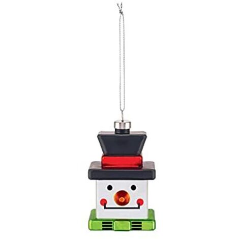Alessi Snow Cube GJ02 3, Decorazione Natalizia di Design Vintage, Raffigurante un Pupazzo di Neve, in Vetro Soffiato Decorato a Mano, Multicolore (1/3)