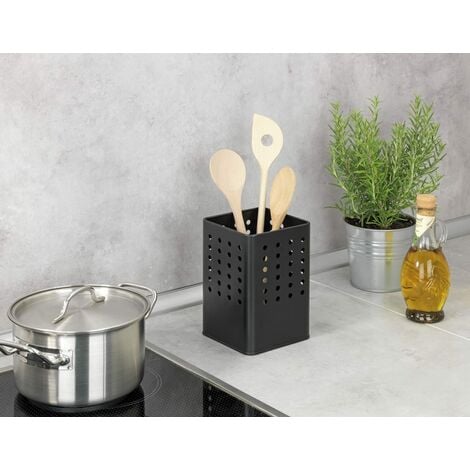 WENKO Portautensili Silio, supporto pratico per utensili da cucina  realizzato in metallo verniciato a polvere, forma