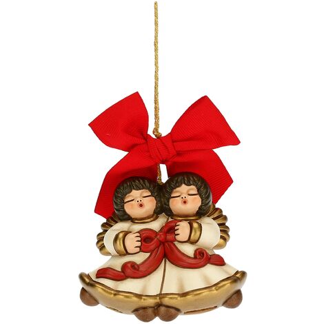THUN - Addobbo Natalizio Coppia Angeli Maxi - Ceramica - Linea Natale - Living, Arredare la Casa - 7,7x3,9x6,9 cm h (1/2)