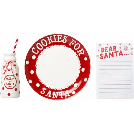 Pearhead Set di piatti natalizi per Babbo Natale, include piatto, brocca e blocco note, attività natalizia perfetta per bambini, biscotti e latte e lettere per le festività al Polo Nord, set regalo