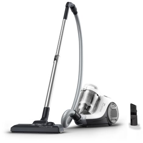 Rowenta Swift Power Cyclonic RO2917, Aspirapolvere a Traino Senza Sacchetto, Potenza 900 W, Motore Silenzioso, Serbatoio facile da Pulire, Bianco/Grigio