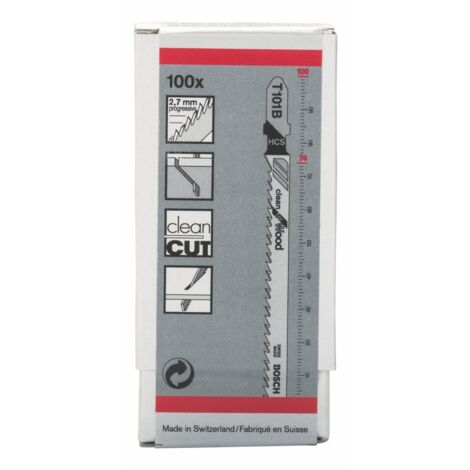 Bosch Professional 100 x Lame per seghetto alternativo T 101 B (per Legno tenero, straight cut, accessorio Seghetto alternativo)