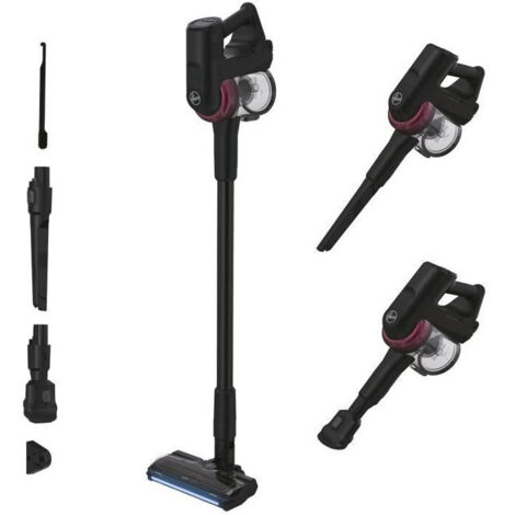 Hoover [HF410H Aspirapolvere senza fili, manovrabilità a 360° per tutti i tipi di pavimenti, spazzola anti-groviglio con luci LED integrate, Nero/Magenta
